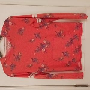 Mudd Floral Coral top with hood